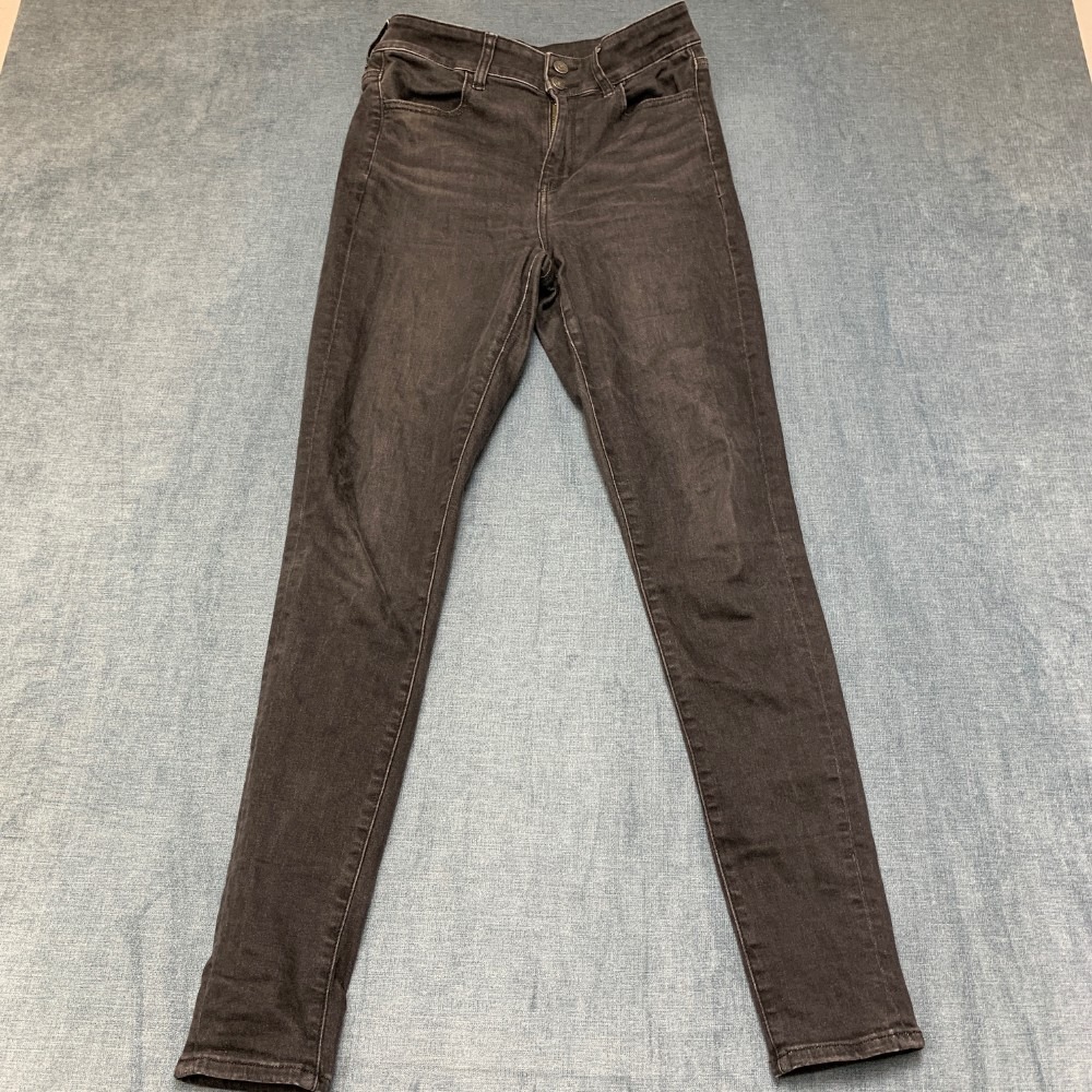 American Eagle Next Level Stretch Jeans Womens 8 Black Denim Skinny High Rise